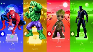 Spiderman 🆚 Hulk 🆚 Groot 🆚 Black Panther Wakanda | Marvel Comics | Tiles Hop Fun Ball