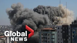 Israeli airstrike in Gaza destroys highrise building housing media offices, residents