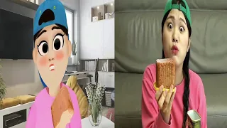 COMPARISON - Mukbang Black Noodle TTeokbokki 뽀로로 떡볶이 짜장면 먹방 도나 DONA vs Dona Animation