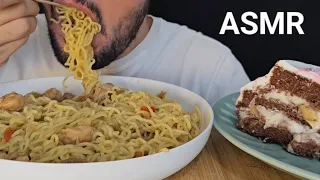 ASMR NOODLES WITH CHICKEN AND CAKE - EATING SOUNDS NO TALKING