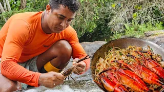 WE CATCH IN THE RIVER AND PREPARE THE LARGE PITÚ SHRIMP (catch and cook)