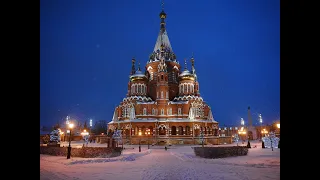 Christmas Eve in the Orthodox world. St. Michael's Cathedral in Izhevsk City, Russia