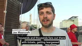 UCL Final | "They are treating fans like animals." - chaos at Stade de France as fans teargassed.