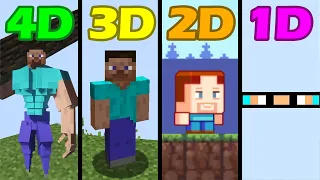 minecraft in 1D vs 2D vs 3D vs 4D