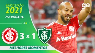 INTERNACIONAL 3 X 1 AMÉRICA-MG | MELHORES MOMENTOS | 26ª RODADA BRASILEIRÃO 2021 | ge.globo