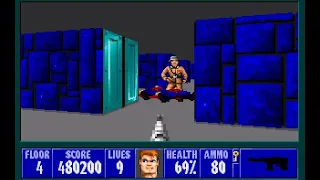 Wolfenstein 3D: Episode 1,  Floor 4 (100% Clear, All Secrets!)