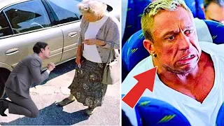 Man Steals From Old Woman - SEES WHO'S BEHIND HER AND APOLOGIZES IMMEDIATELY