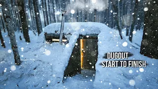 Building a dugout in the wild forest from start to finish. 6 months in 1.5 hours.