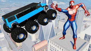 BeamNG Drive Cars Crazy Jumps and Crashes With Spider-Man | Random Vehicle Destruction Compilation