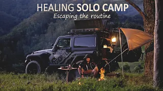 Solo CAR CAMPING relaxing with Serene Views [ Jeep Wrangler overland,  Campfire cooking ] SoC Ep15