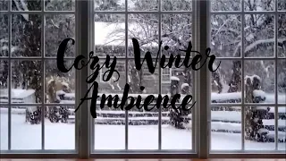 Cozy Winter Ambience   Winter Window Snow Scene Snow and Fireplace