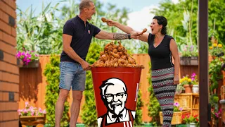 Величезне Відро KFC ніжок!  Домашній ресторан з хрусткою картоплею фрі та курки