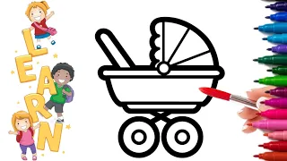 Let's Learn how to draw Baby Cradle 🧸for kids and toddlers| Art gallery
