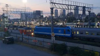 Вечерний голубой ЭП1М-662 с поездом №143 Кисловодск - Москва