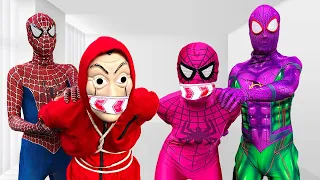 TEAM SPIDER-MAN Nerf War vs BAD GUY TEAM IRL | Rescue PINK HERO From BAD-HERO ( Live Action )