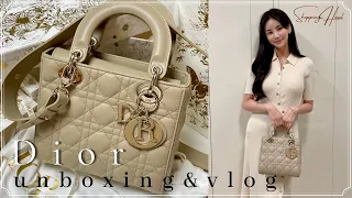 Dior Lady Bag Small Beige Unboxing & Shopping vlog/✨ Lady dior color recommendation|Condition Check
