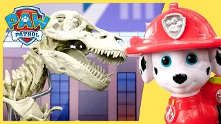 Marshall Saves the Day! 🦖🚒  PAW Patrol Toy Pretend Play Stories 🐤 Spin Toys for Kids!