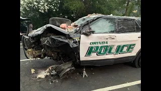Police car crashes into Orinda Wells Fargo building