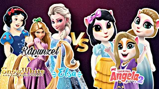 My Talking Angela 2💖 New VS Frozen Elsa And Rapunzel And Snow White VS Angela 😍😘 / New Year Gameplay