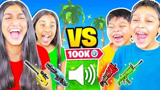 GUESS The GUN SOUNDS For 100k VBUCKS w/ MY LITTLE BROTHER & COUSINS! (Fortnite Challenge)