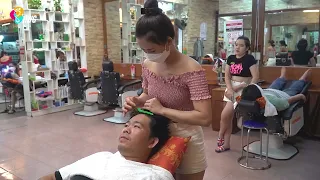 Vietnam Barbershop massage with Two Beautiful Girls   - Face Massage, Ear Cleaning, Back Massage...