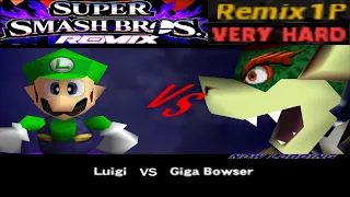 Smash Remix HD Textures Gameplay - Remix 1p Mode Luigi (Very Hard)