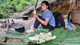 Completing the roof Roofing with palm leaves, harvesting cassava and cooking | Trieu Thi Senh