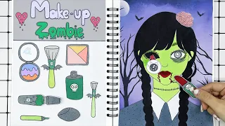 [🐾paper diy🐾] Wednesday Zombie Makeup 💄💋 Paper cosmetics | 수요일 아담스와 이니드 asmr | Dodo Paper