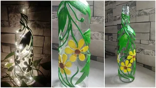 Diy bottle lamp / Bottle Art with Clay/Clay Art/ bottle lamp/ bottle art