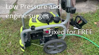 Fixing a FREE pressure washer that surges and has low pressure- EASY FIX