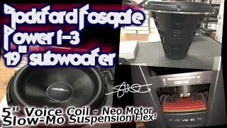 New MASSIVE Rockford Fosgate Power T3 19" Subwoofer Slow Mo Suspension Flex (up close)