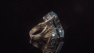 Princess Diana Inspired 18KT Yellow Gold Aquamarine Cocktail Ring
