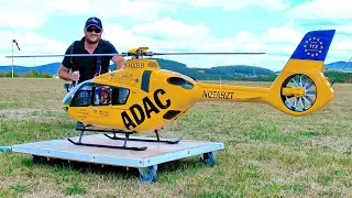 STUNNING HUGE RC EC-135 ADAC SCALE MODEL ELECTRIC HELICOPTER FLIGHT DEMONSTRATION
