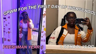 GRWM FOR THE FIRST DAY OF HIGHSCHOOL!! (freshman year + vlog)