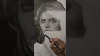 Drawing Ciri from The Witcher 3 using Graphite Pencils - #shorts Timelapse