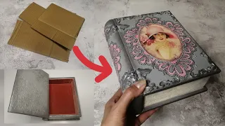 DIY🌼book box made of cardboard🌼шкатулка в виде книги из картона своими руками 🌼