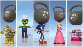 Bowser, Luigi, Sonic, Super Mario, Kirby and more VS 1000KG