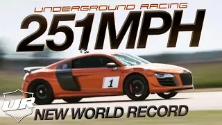 Underground Racing Twin Turbo Audi R8 smashes its own record! 250+mph in the standing (1/2 mile).