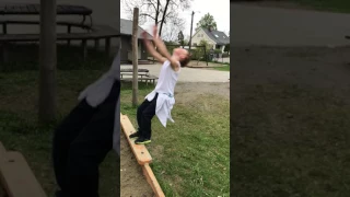 a 9 YEAR old boy does DOUBLE BACKFLIP!!!! NO TRAMPOLINE!!!!