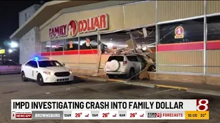 IMPD investigates crash into Family Dollar