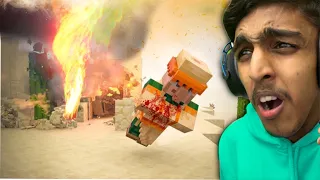 when Fire Tornado Hits Minecraft village 🔥😲!!