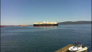 Monster ship coming in to Deep Sea Port on Vancouver Island