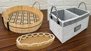 3 Diy Basket/ Diy Rope Basket/ Diy Storage Basket/ Diy Organizer Basket/ سبت منظم يدوي