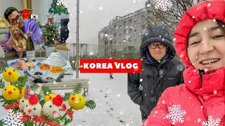 Первый снег за 5 лет жизни в Корее⛄️ / Работа бариста в Рождество😭  [korea vlog]