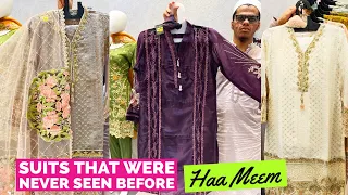 Mesmerising Embroidered Pakistani Suits in Organza & Super Net, Lawn Stitched Kurti Sets at Haa Meem