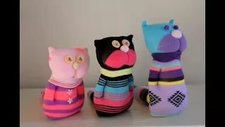 Adorable Handmade Sock Kittens -- DIY Stuffed Sock Dolls