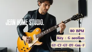 Guitar Backing Track Blue Style in Scale G aeolian : G7 C7 G7 D7 Gm F   80 BPM 4/4