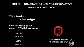 Ratty ~ Live @ The Edge - British Board Of Dance Classification