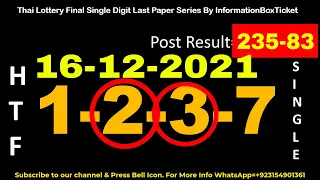 16-12-2021 Thai Lottery Final Single Digit Formula By InformationBoxTicket Thai Lottery Big Win