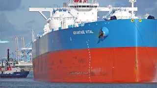 NEW LNG POWERED SUPERTANKER VLCC "ADVANTAGE VITAL" LEAVES ROTTERDAM - 4K SHIPSPOTTING AUGUST 2023